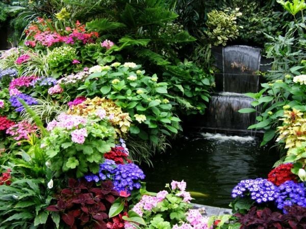 Blumen-Wasserfall-Garten