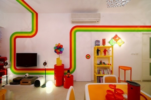 Appartement in Hong Kong Farbakzente im modernen Wohnzimmer