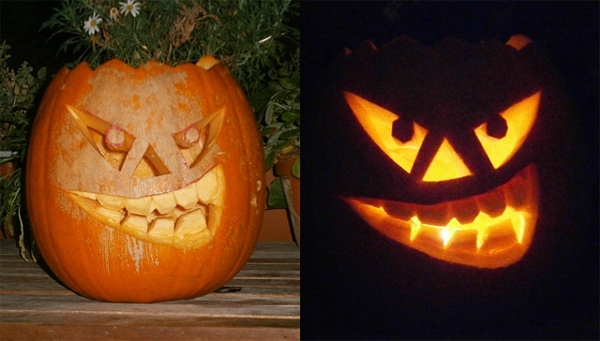 Kürbis-schneiden-böses-Gesicht-Halloween