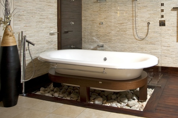 Luxus-Badezimmer-Holz-Boden