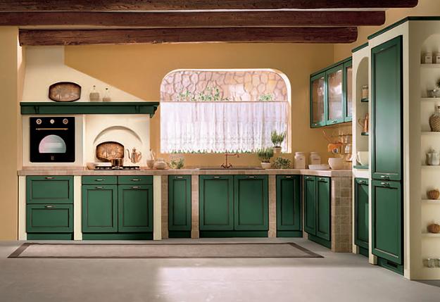 Modulare-klassiche-Küchenmöbel-grüne-küchenschränke