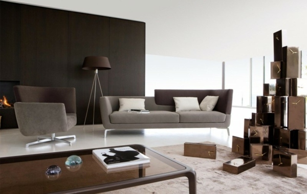 Wohnzimmer-modernes-braunes-Sofa