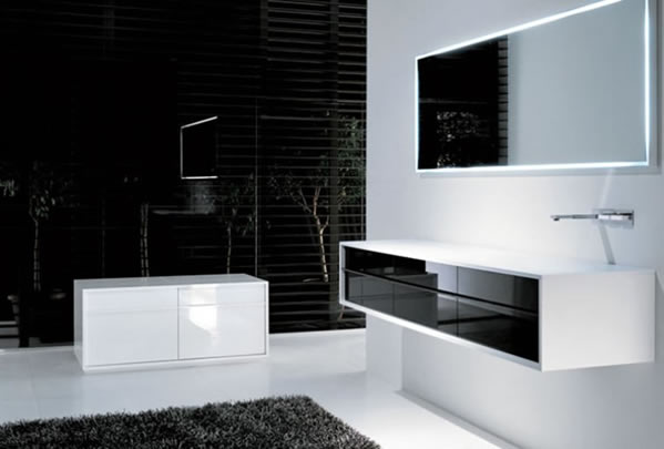 minimalistisches Badezimmer Design in schwarz-weiß