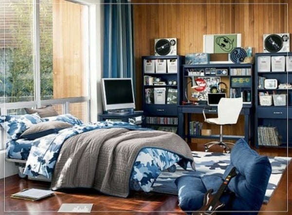 blaues-Teenager-Schlafzimmerdesign