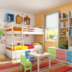 buntes-Etagenbett-Kinderzimmer-einrichten