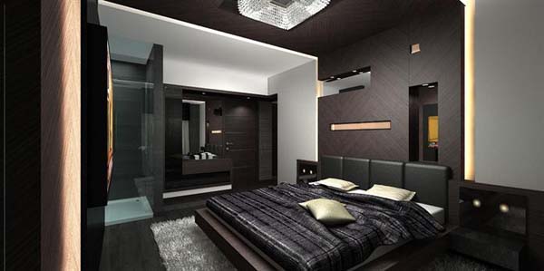 interessantes braun-weißes Schlafzimmer - Design
