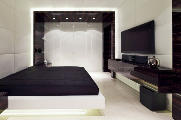 luxuriöses schlafzimmer - schwarz-weißes design