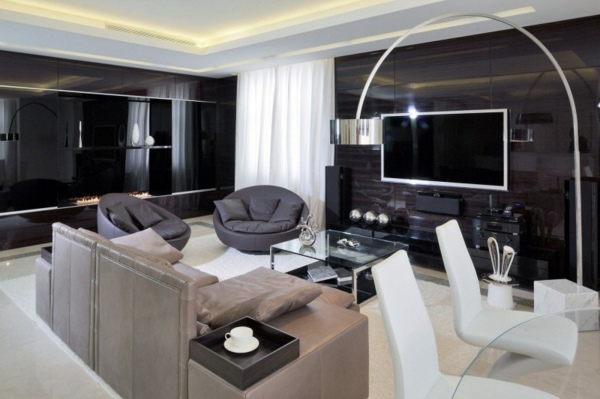 luxuriöses wohnzimmer design in moskau