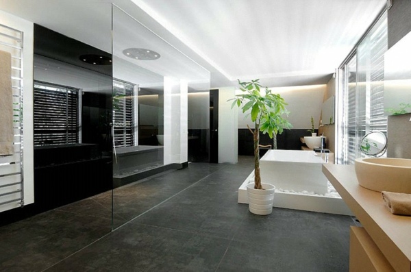 minimalistisches-Badezimmer-schwarz-weiß