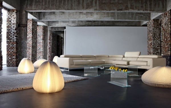 moderne-Beleuchtung-beige-Sofa-Set