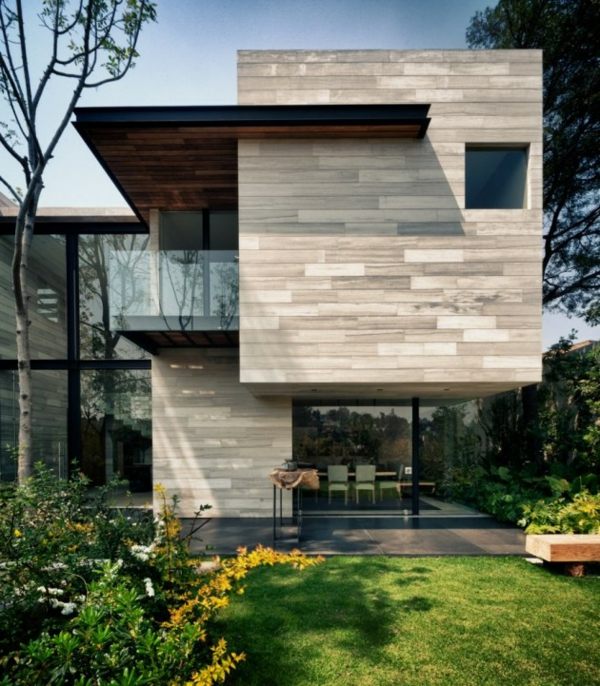 modernes Hausdesign-Steinfassade