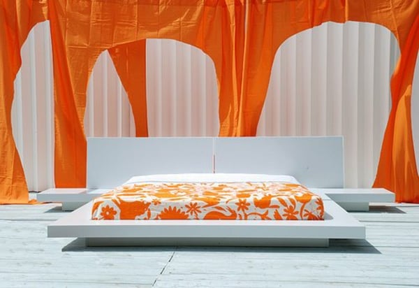 modernes-oranges-Bett-Bettwäsche