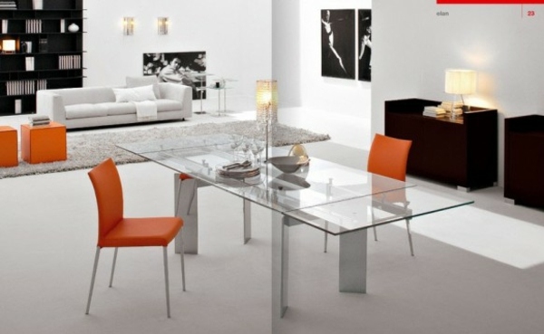 orange-Stühle-Glastisch-Esszimmer