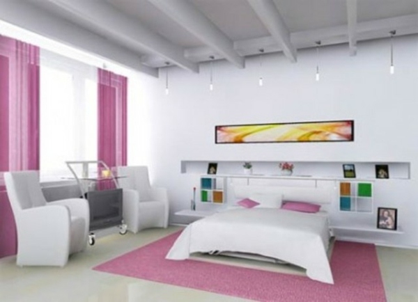 rosa-weiß-Schlafzimmer-großes-Bett