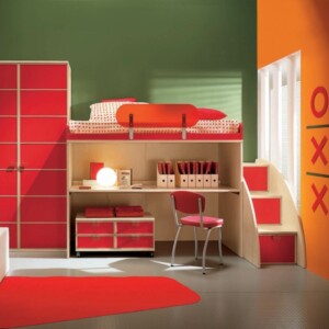 rotes-kinderzimmer-design-etagenbett