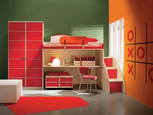 rotes-kinderzimmer-design-etagenbett