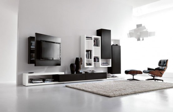 schwarz-weiße-Möbel-Wohnzimmer