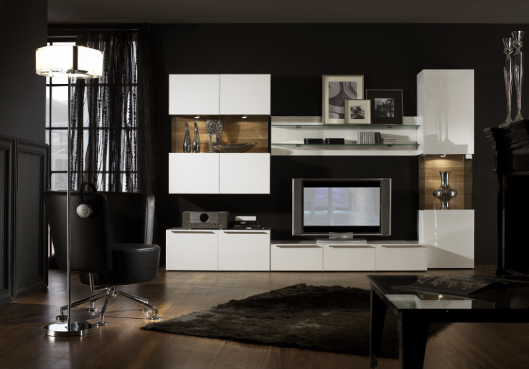 schwarzes Wohnzimmer Design Ideen