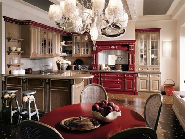 traditionelles aber modernes küchen design in rot