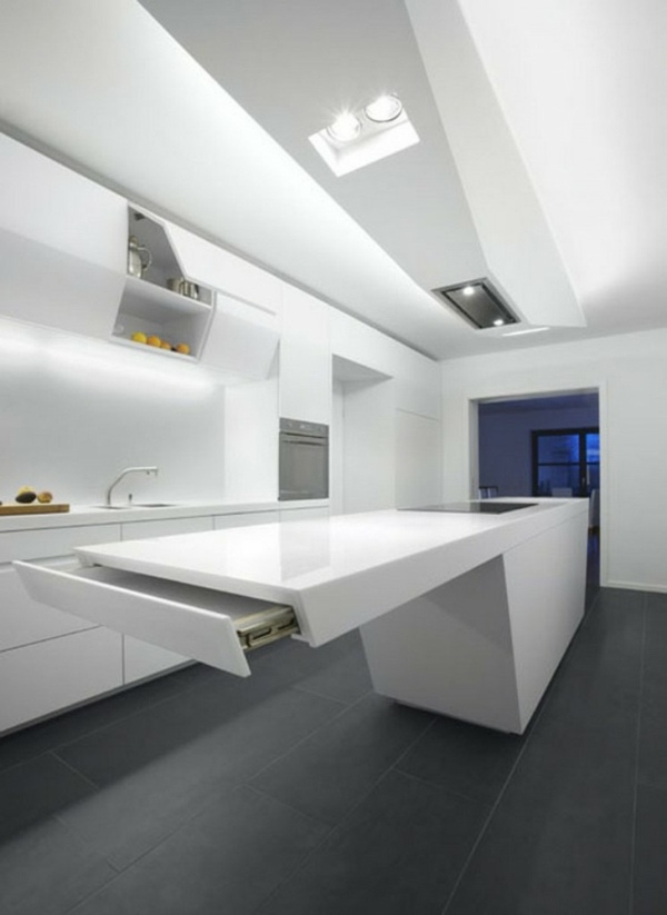 Ideen minimalistische weißes Küchen Design 6