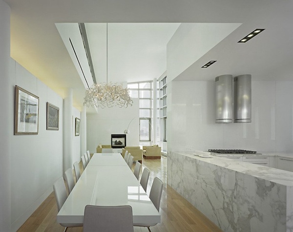 weißes Esszimmer - minimalistisches Design