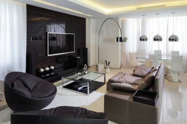 luxuriöses wohnzimmer mit urban chic möbel