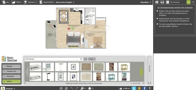3d-online-Wohnraumplaner-RoomSketcher-Interface-Grundrisse-Planen