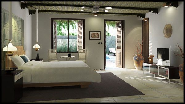 Bambus-Decke-Schlafzimmer-Vasen-dekoration