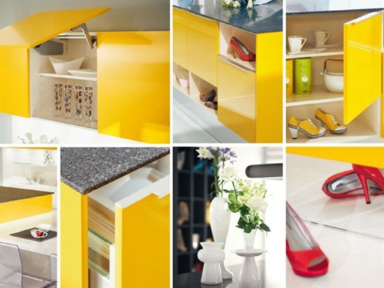 Gelbe-Küchenschränke