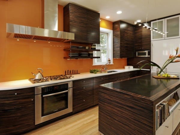 Holz-Küche-moderne-Arbeitsplatte-dunkel