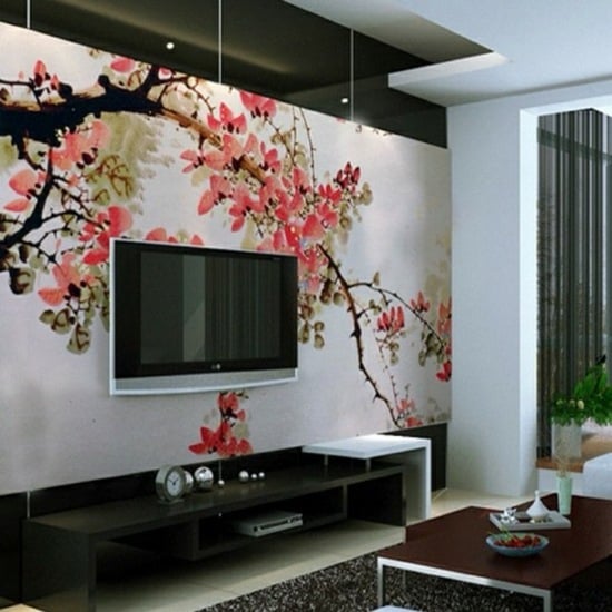 Japanischer-Stil-modernes-Wohnzimmer-Tapete