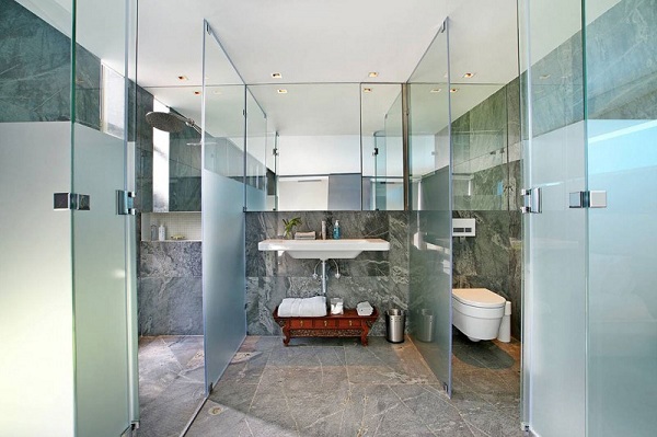 Marmor-Badezimmer-Glaswand-Dusche
