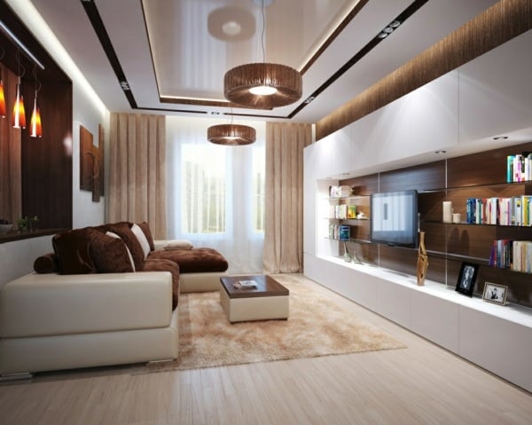 braunes-Sofaset-Fernsehschrank-Luxuswohnzimmer