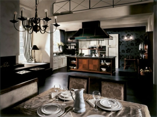 dunkler-schwarz-Holz-klassische-Küche-Designs