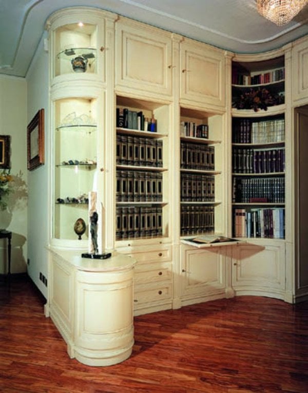 elegant-weiß-Buchregal-klassische-Design-Möbel
