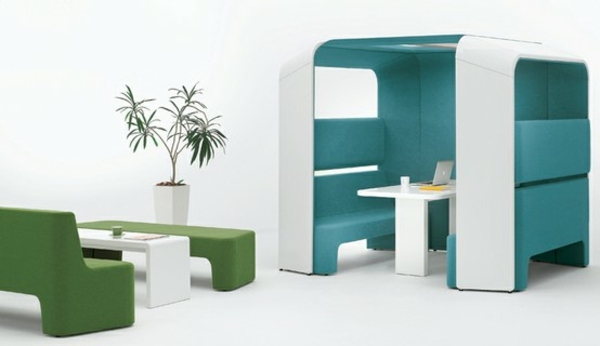 futuristische-grüne-blaue-Büro-Möbel