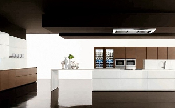 minimalistische-küche-Zampieri-Cucine-gegensatz-braun-weiß
