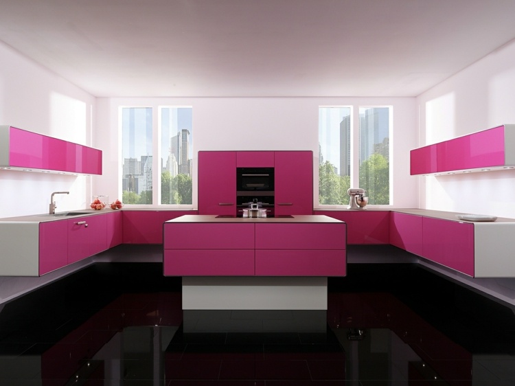 moderne k+chen pink-design-weiss-hochglanz-schraenke