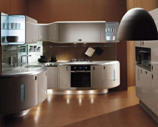 moderne-stilvolle-weiße-Küche-Küchenschrank