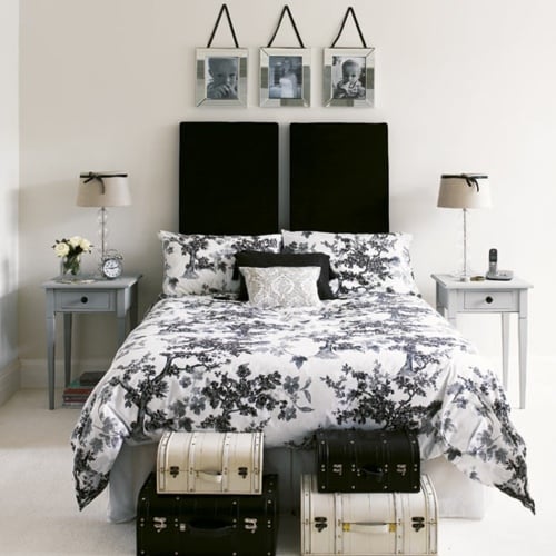 schwarz-weißes-vintage-schlafzimmer