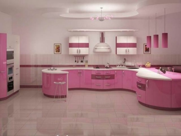 trendige-rosa-Modularküche