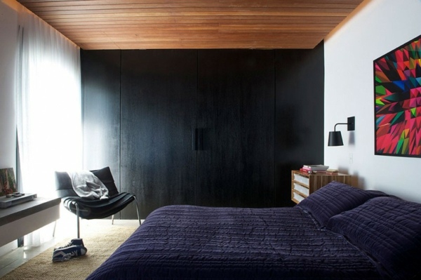 urban-Stil-Schlafzimmer-schwarze-Schiebetür