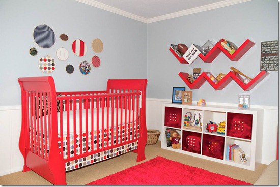 Babyzimmer-gestalten-Deko-Ideen-rote-möbel