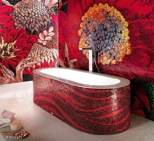 Denver-luxuriösen-Mosaik-Fliesen-Sicis-rote-badewanne
