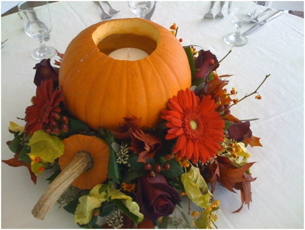 Herbst-Kürbiss-Kerzen-Tisch