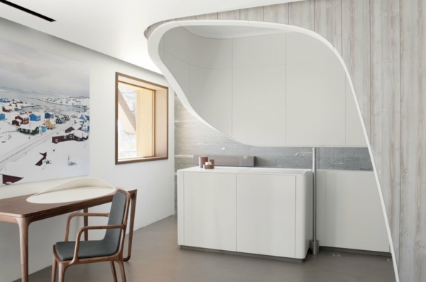 Hütte-mit-moderner-Innenarchitektur-minimalistische-küche