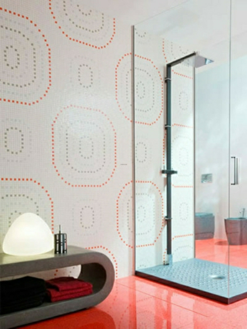 Kreismotive-Fliesen-Orange-Badezimmer