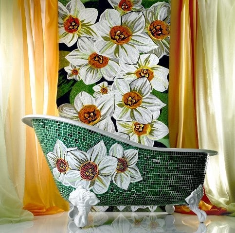 luxuriösen-Mosaik-Fliesen-Sicis-badezimmer-blumen