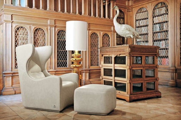 moderner-weißer-Sessel-Holzschrank-Kabinett