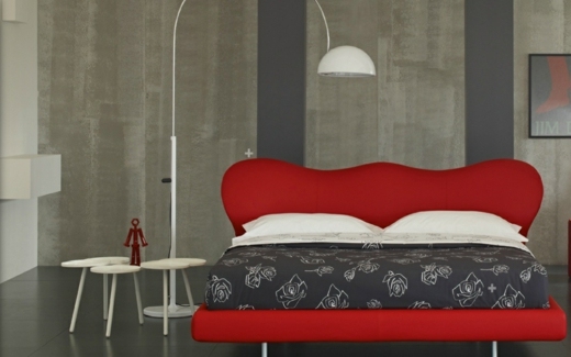 modernes-Bett-rote-Farbe-Schlafzimmer-Look